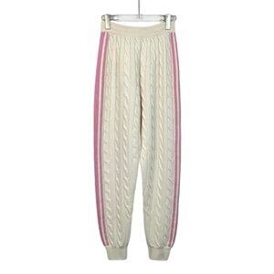 H12599 MiuMiu 22 Beige Striped Knitted Cuffed Casual Sports Pants 38 S Size